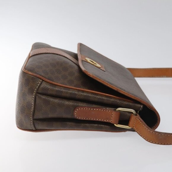 CELINE Macadam Canvas Shoulder Bag PVC Leather Brown Gold Auth BD960 - Picture 5 of 16